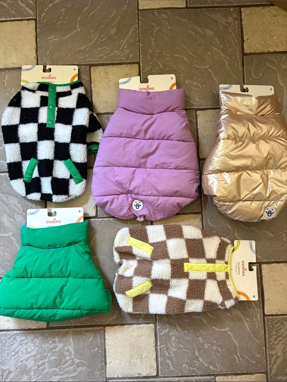 New lot five dog coats size small 10 to 18 pounds